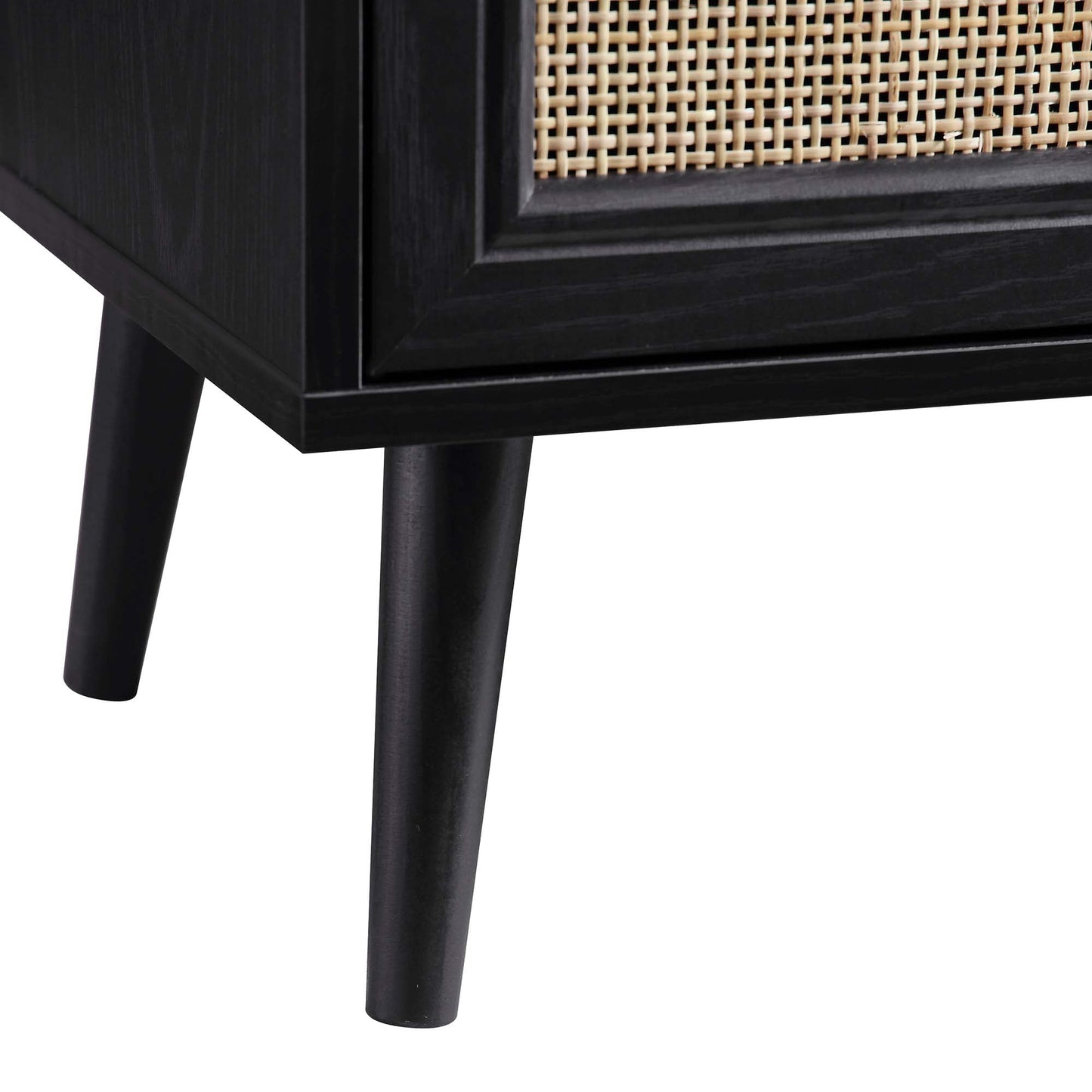 Commode 6 tiroirs en rotin tressé Frances, noire
