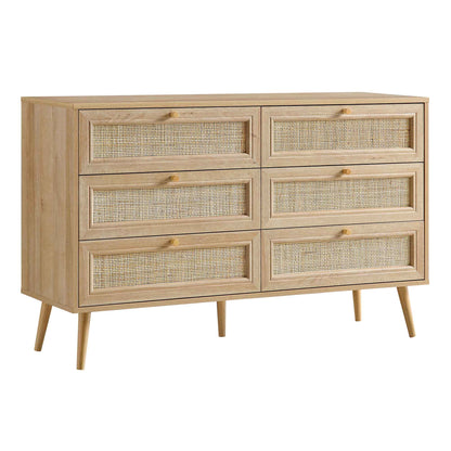 Commode 6 tiroirs en rotin tressé Frances, naturel