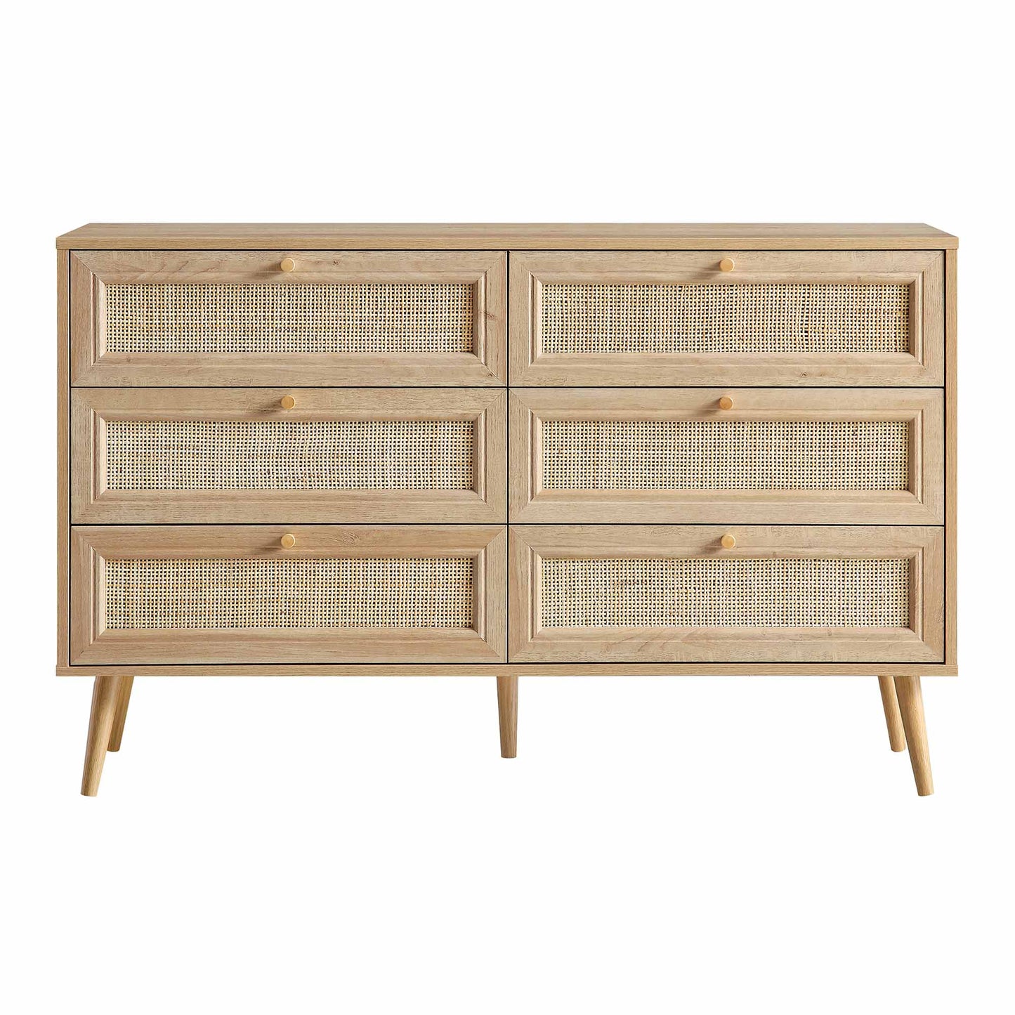 Commode 6 tiroirs en rotin tressé Frances, naturel