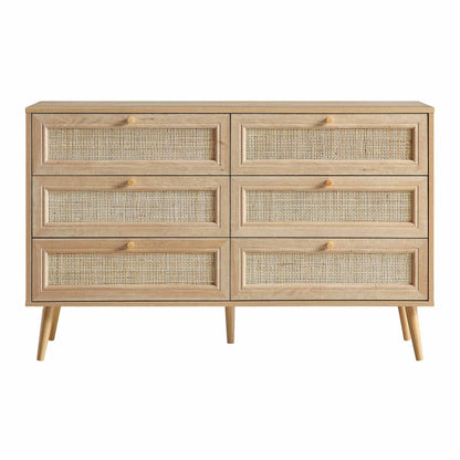 Commode 6 tiroirs en rotin tressé Frances, naturel