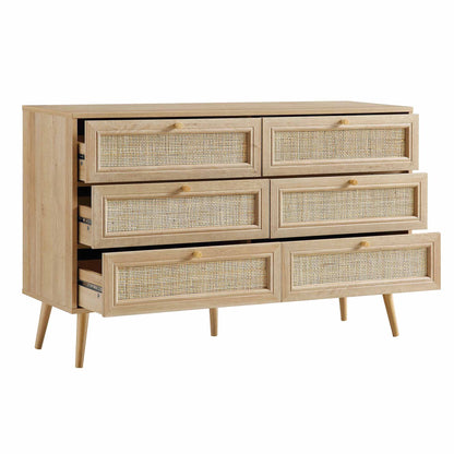 Commode 6 tiroirs en rotin tressé Frances, naturel
