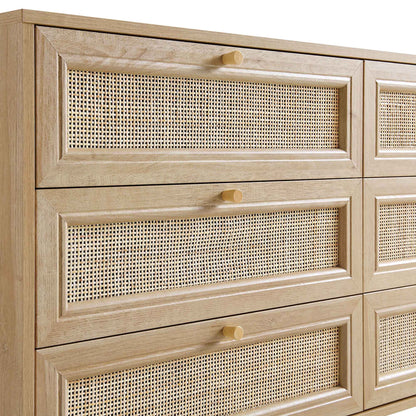 Commode 6 tiroirs en rotin tressé Frances, naturel
