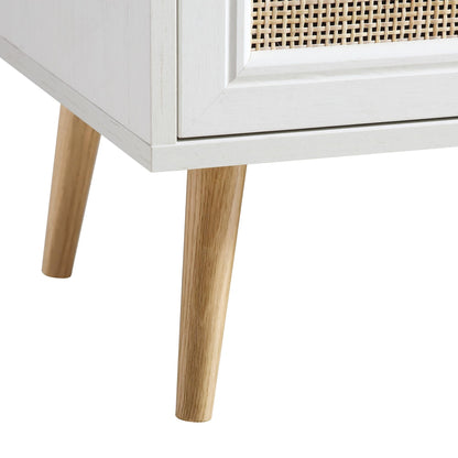 Commode 6 tiroirs en rotin tressé Frances, blanche