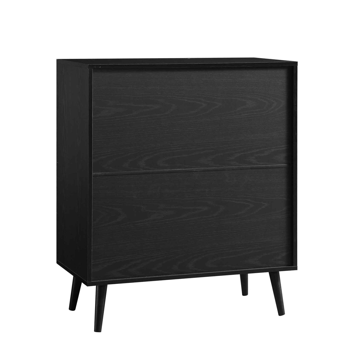 Commode haute à 4 tiroirs en rotin tressé Frances, noire