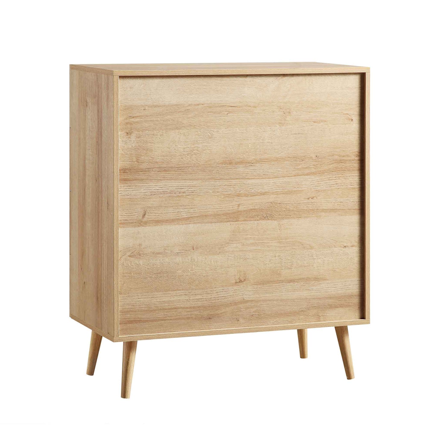 Commode haute à 4 tiroirs en rotin tressé Frances, naturel