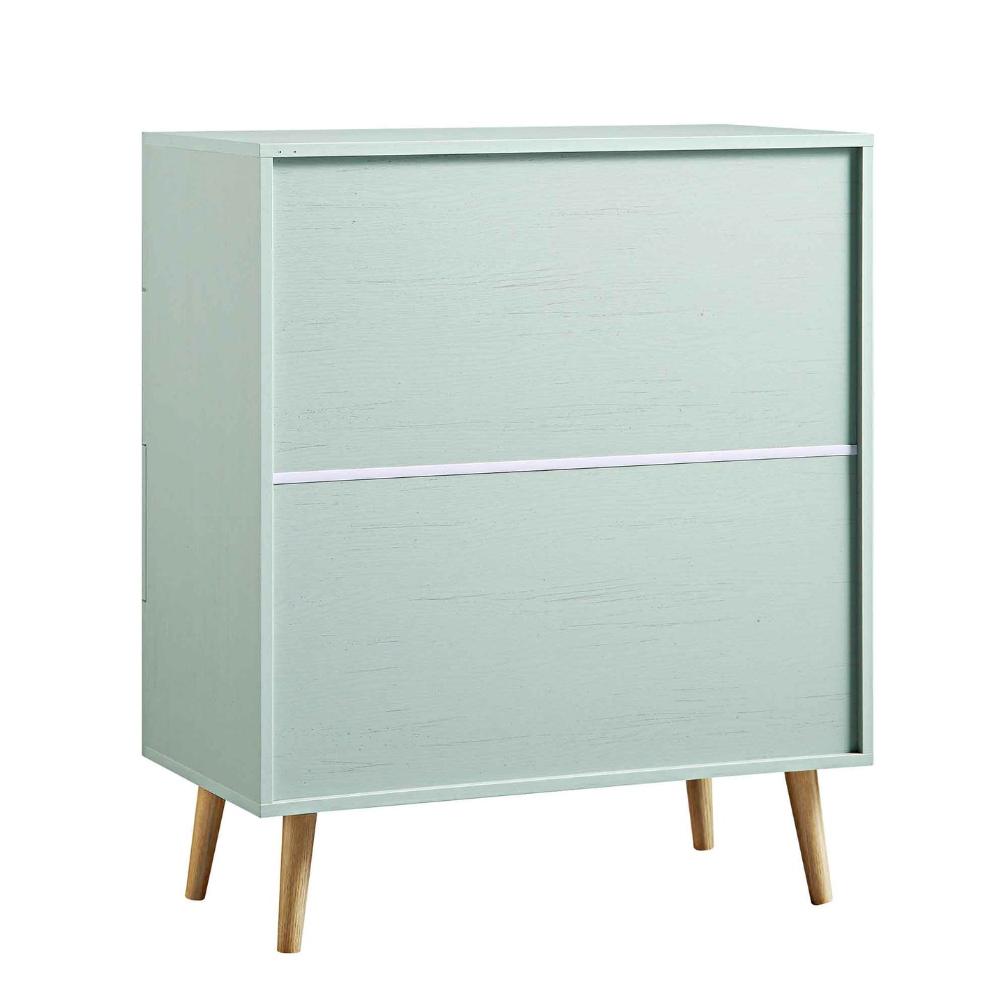 Commode haute à 4 tiroirs en rotin tressé Frances, menthe