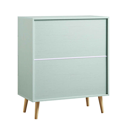 Commode haute à 4 tiroirs en rotin tressé Frances, menthe
