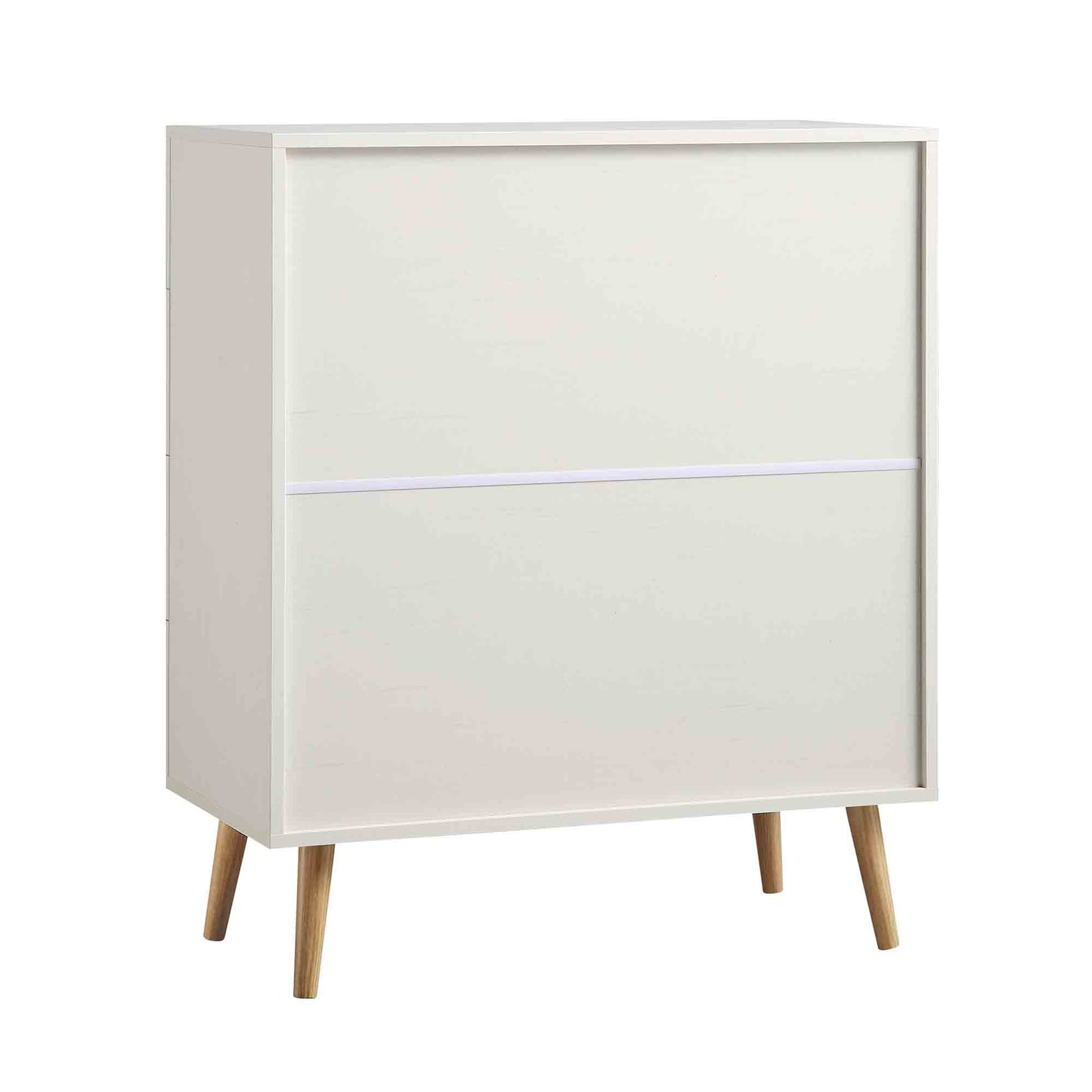 Commode haute à 4 tiroirs en rotin tressé Frances, blanche