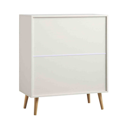 Commode haute à 4 tiroirs en rotin tressé Frances, blanche
