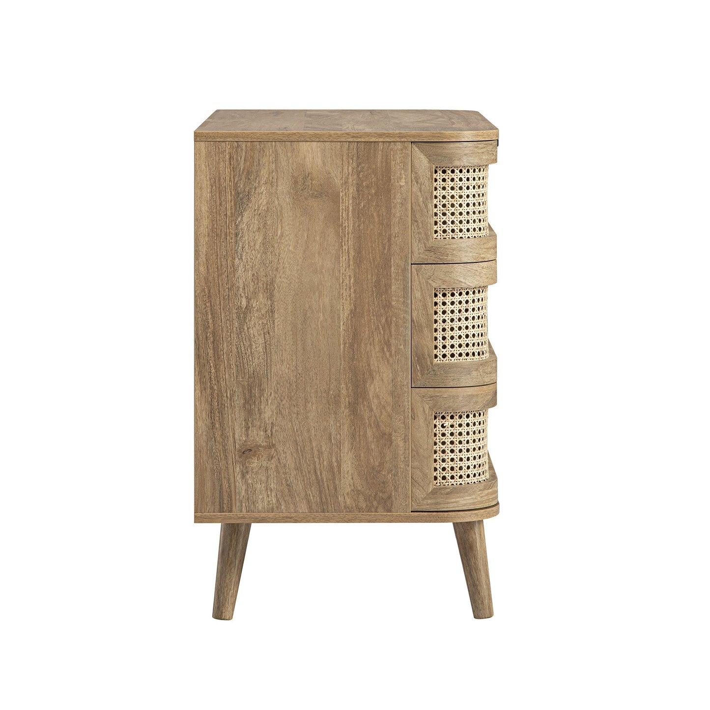 Commode 3 tiroirs Izzy en rotin courbé, naturel