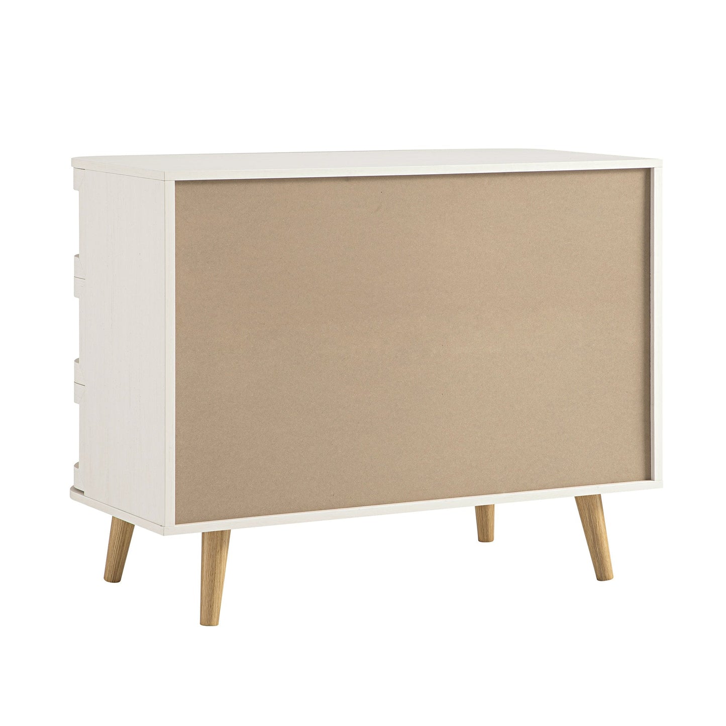 Commode 3 tiroirs Izzy en rotin courbé, blanche