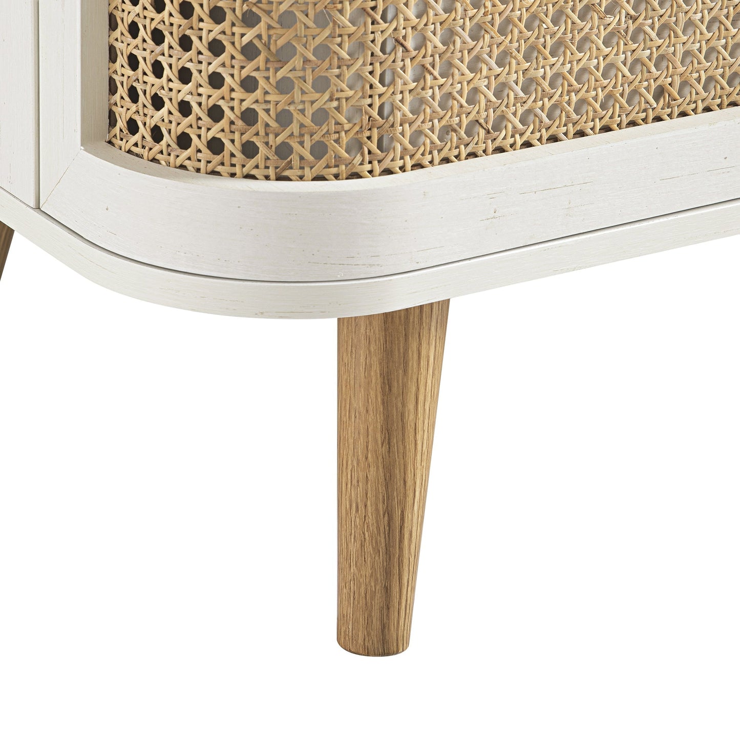 Commode 3 tiroirs Izzy en rotin courbé, blanche