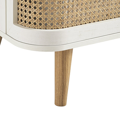 Commode 3 tiroirs Izzy en rotin courbé, blanche