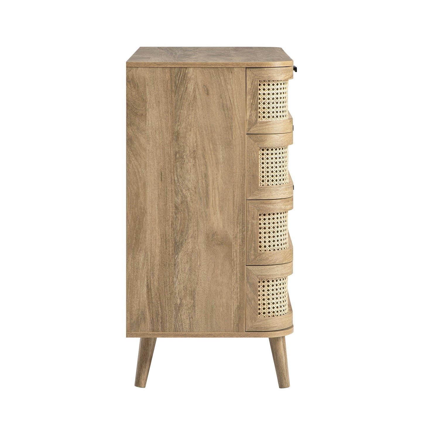 Commode 5 tiroirs Izzy en rotin courbé, naturel