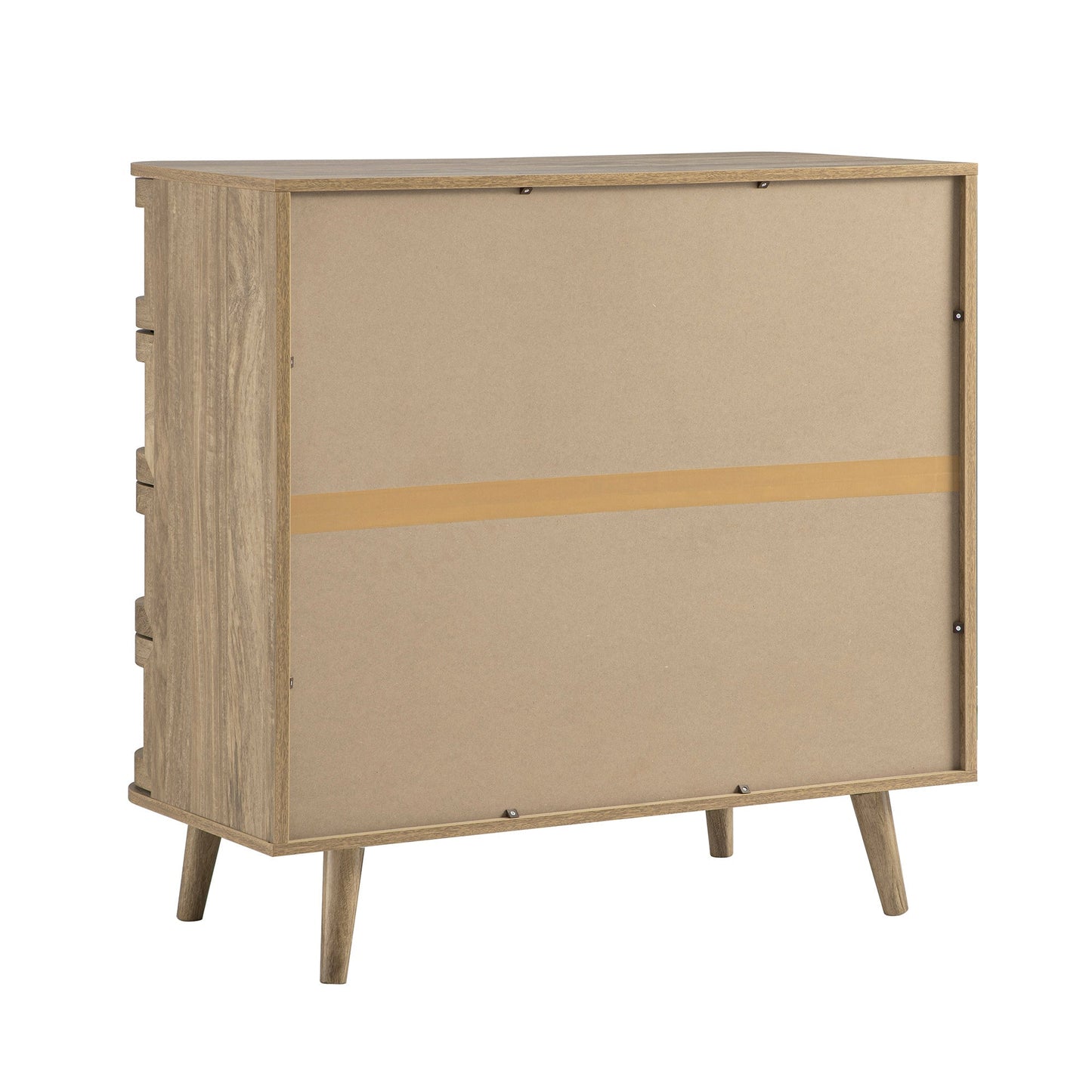 Commode 5 tiroirs Izzy en rotin courbé, naturel