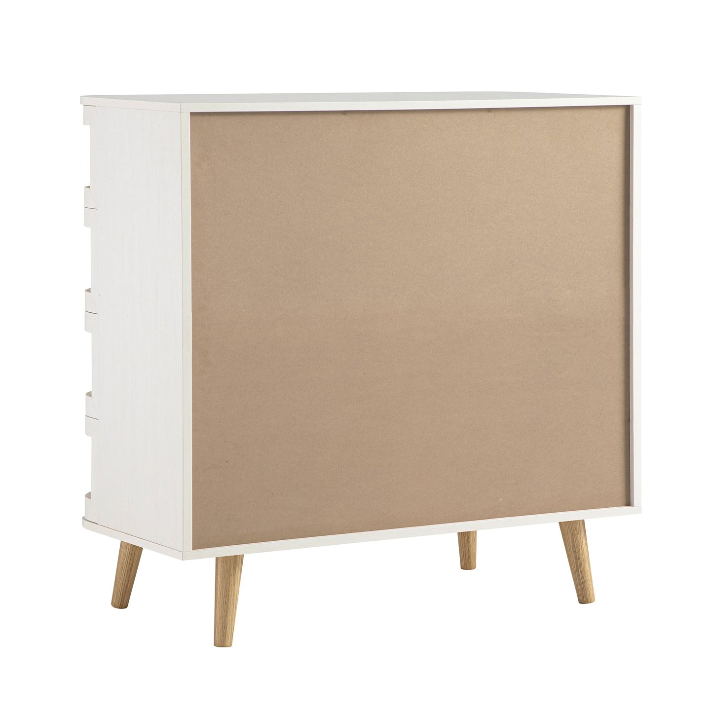 Commode 5 tiroirs Izzy en rotin courbé, blanche