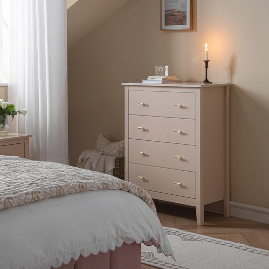 Commode 4 tiroirs Oakham, rose nude