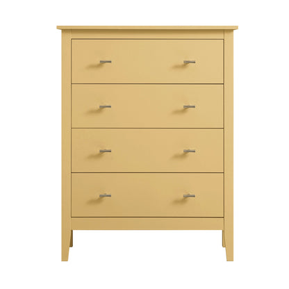 Commode 4 tiroirs Oakham, rotin jaune