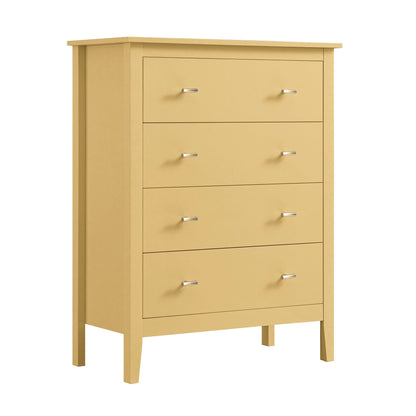 Commode 4 tiroirs Oakham, rotin jaune