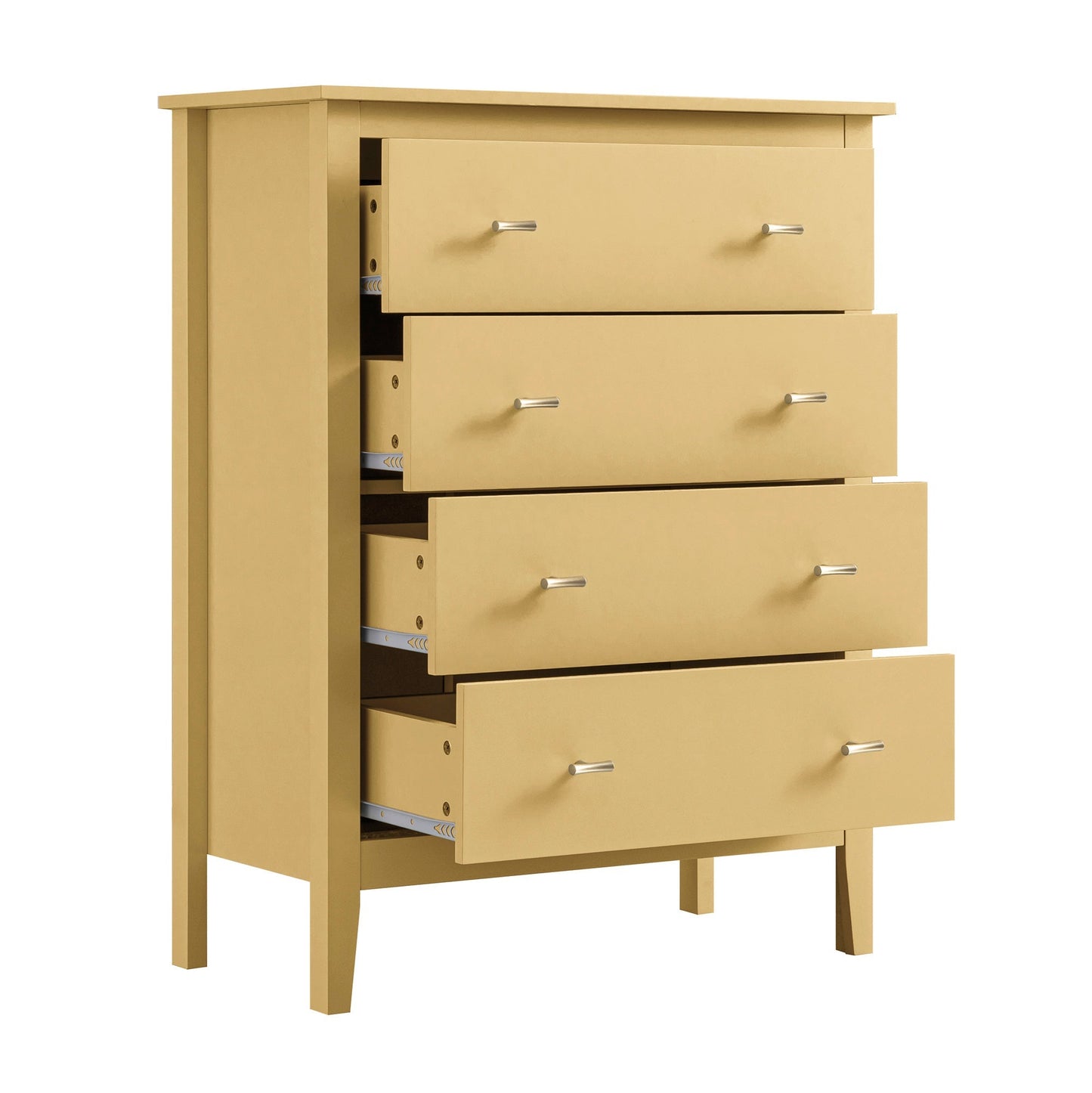 Commode 4 tiroirs Oakham, rotin jaune