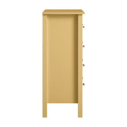Commode 4 tiroirs Oakham, rotin jaune