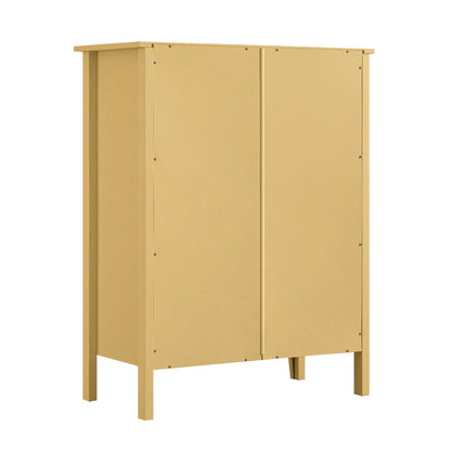 Commode 4 tiroirs Oakham, rotin jaune