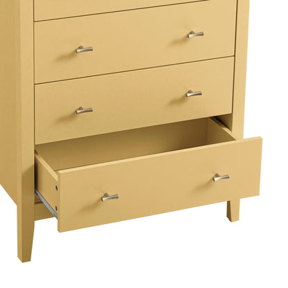 Commode 4 tiroirs Oakham, rotin jaune