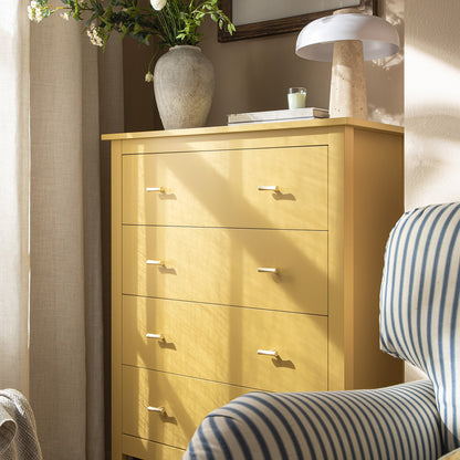 Commode 4 tiroirs Oakham, rotin jaune