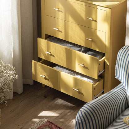 Commode 4 tiroirs Oakham, rotin jaune