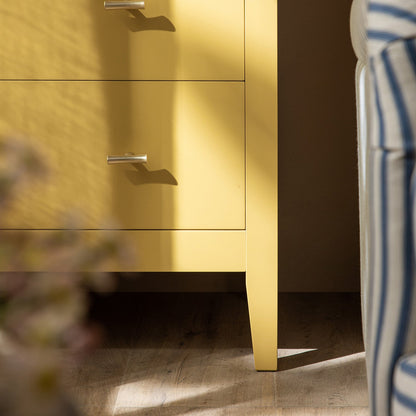 Commode 4 tiroirs Oakham, rotin jaune