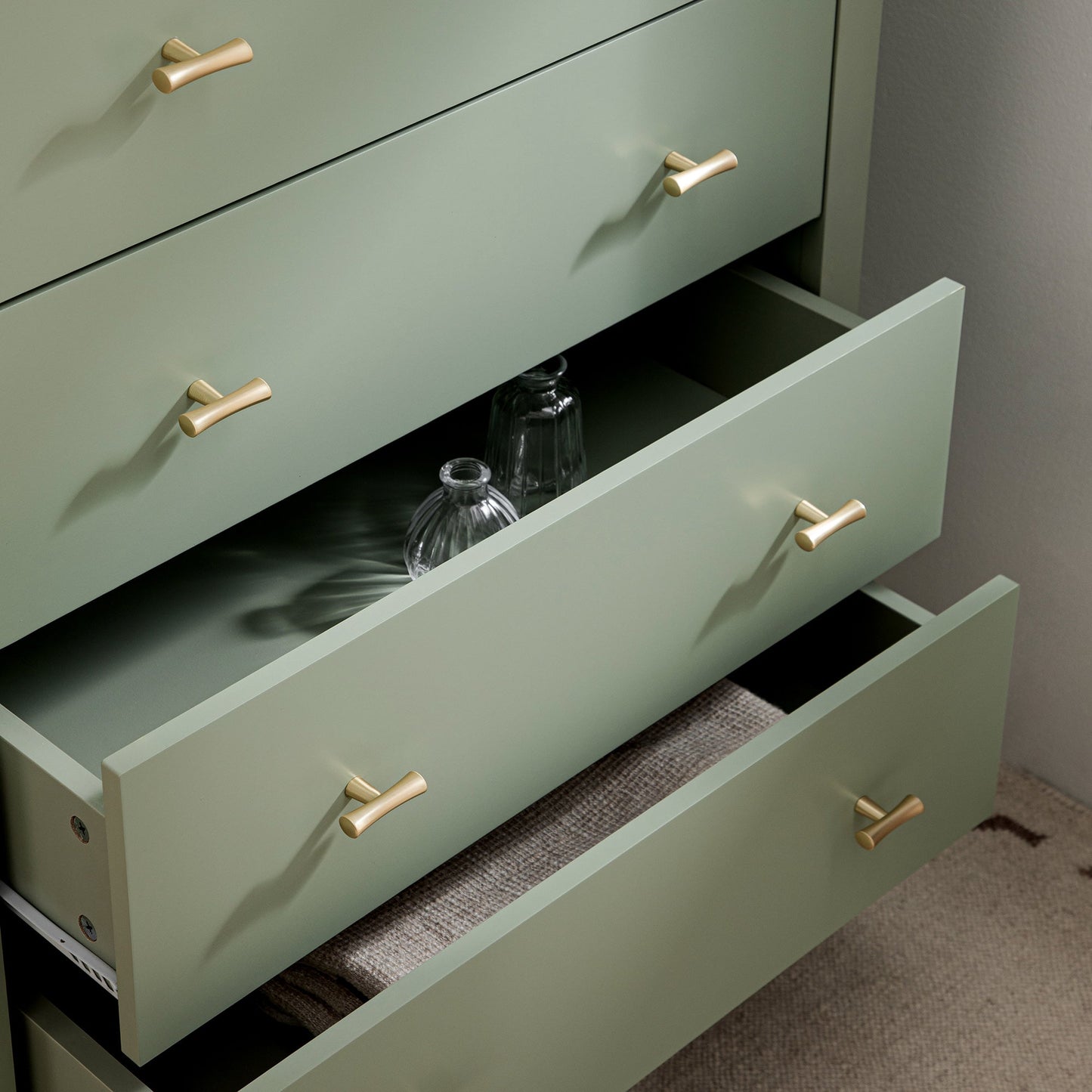 Commode 4 tiroirs Oakham, sauge du désert
