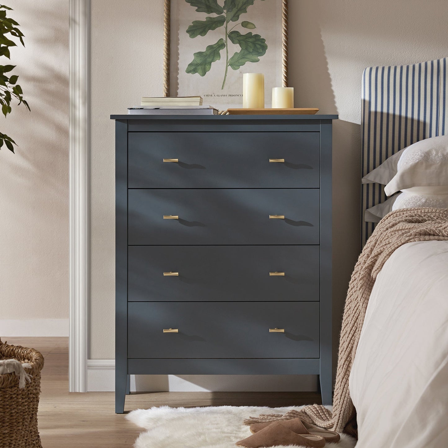 Commode 4 tiroirs Oakham, bleu orageux