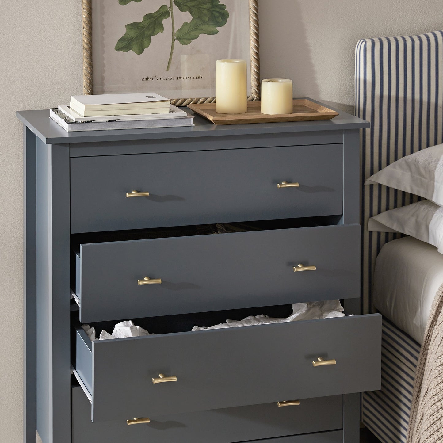 Commode 4 tiroirs Oakham, bleu orageux