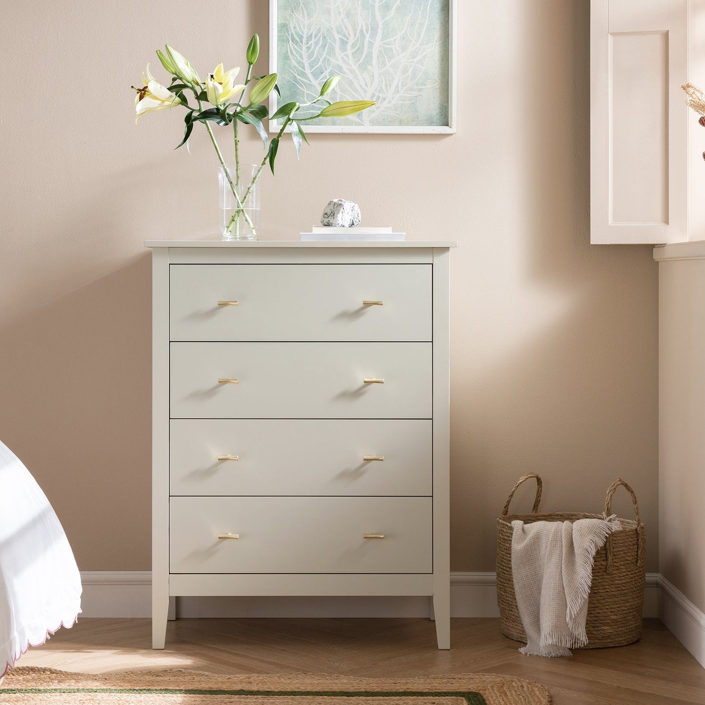 Commode 4 tiroirs Oakham, blanc ombré