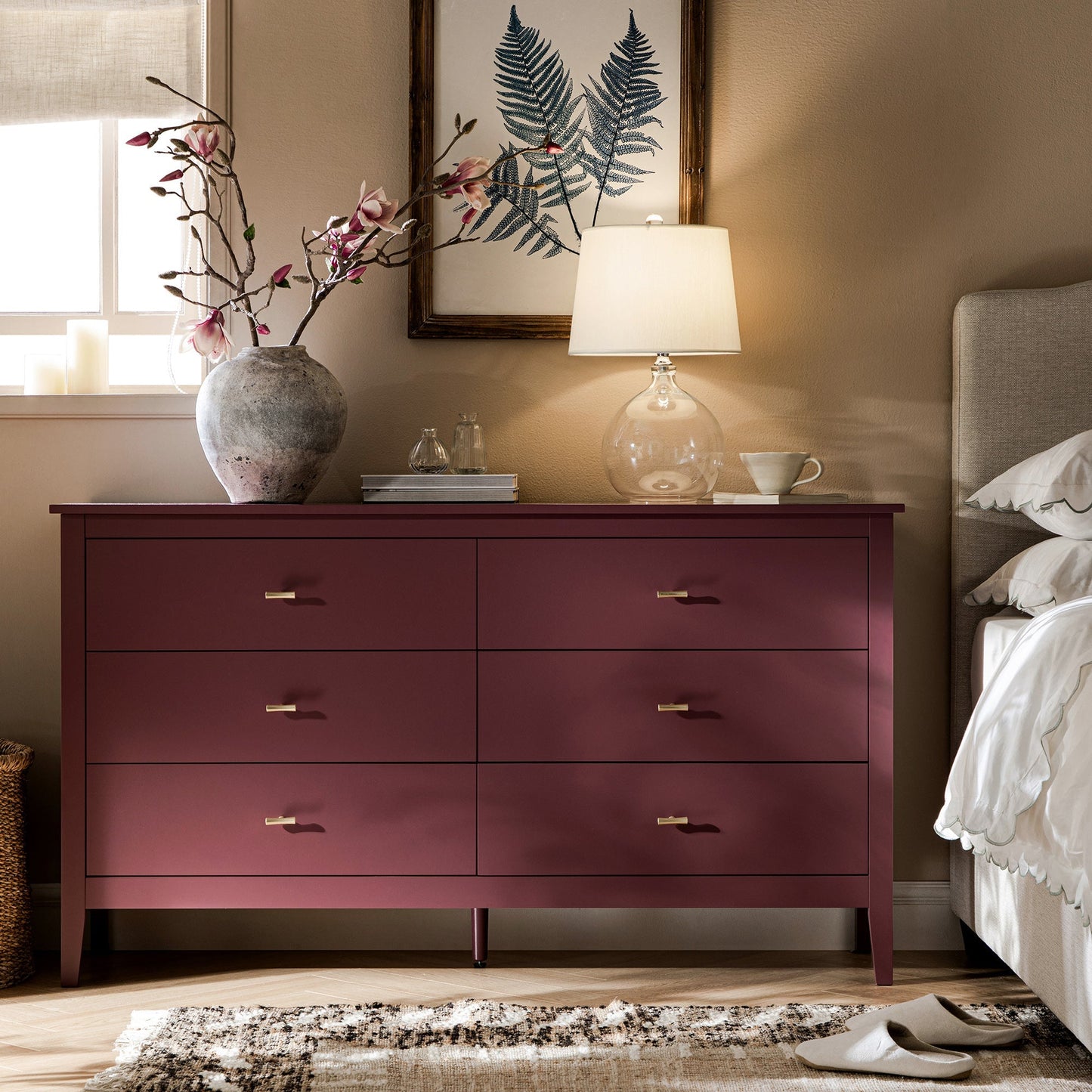 Commode 6 tiroirs Oakham, cerisier sauvage
