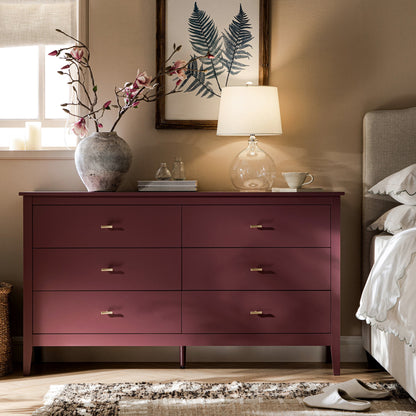 Commode 6 tiroirs Oakham, cerisier sauvage