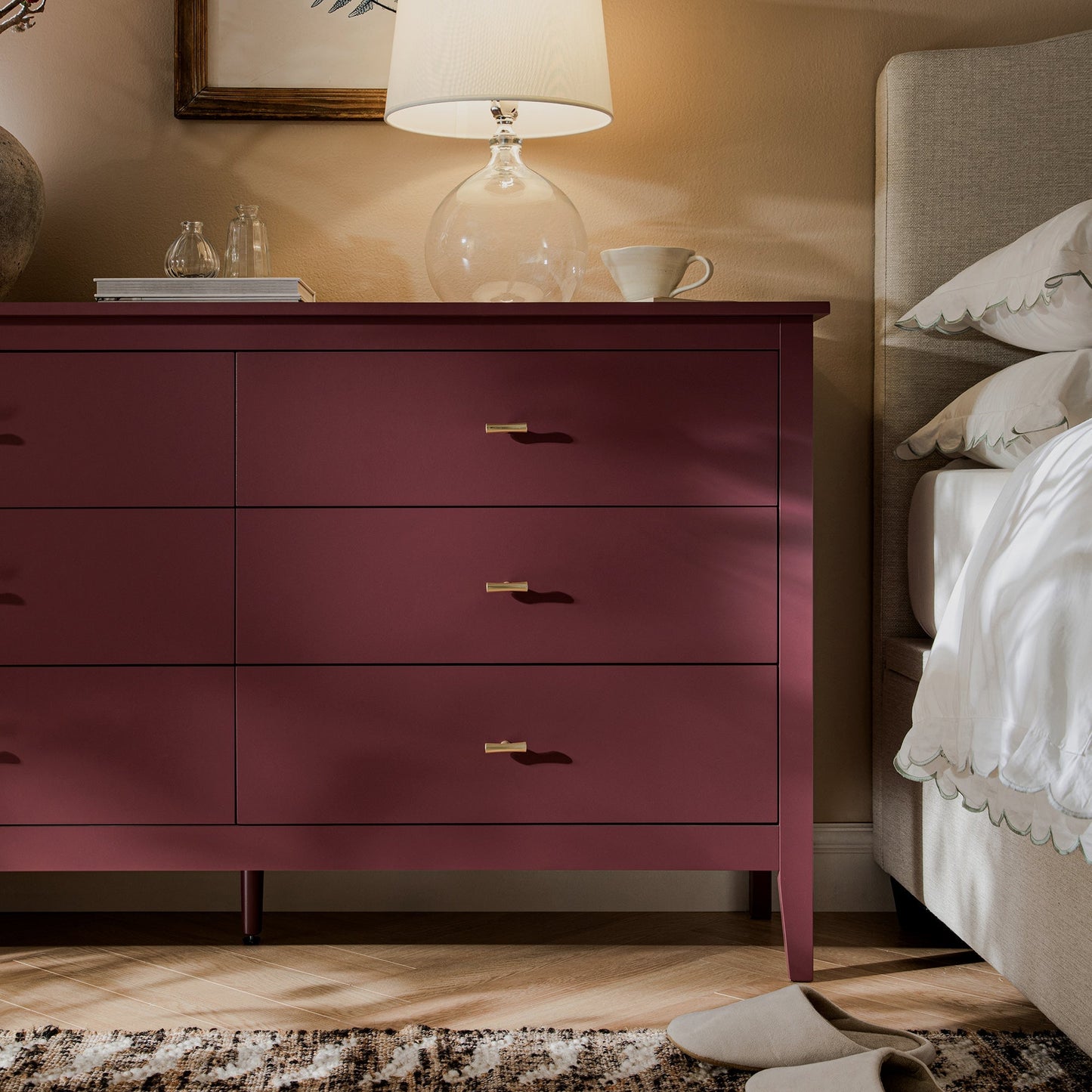 Commode 6 tiroirs Oakham, cerisier sauvage