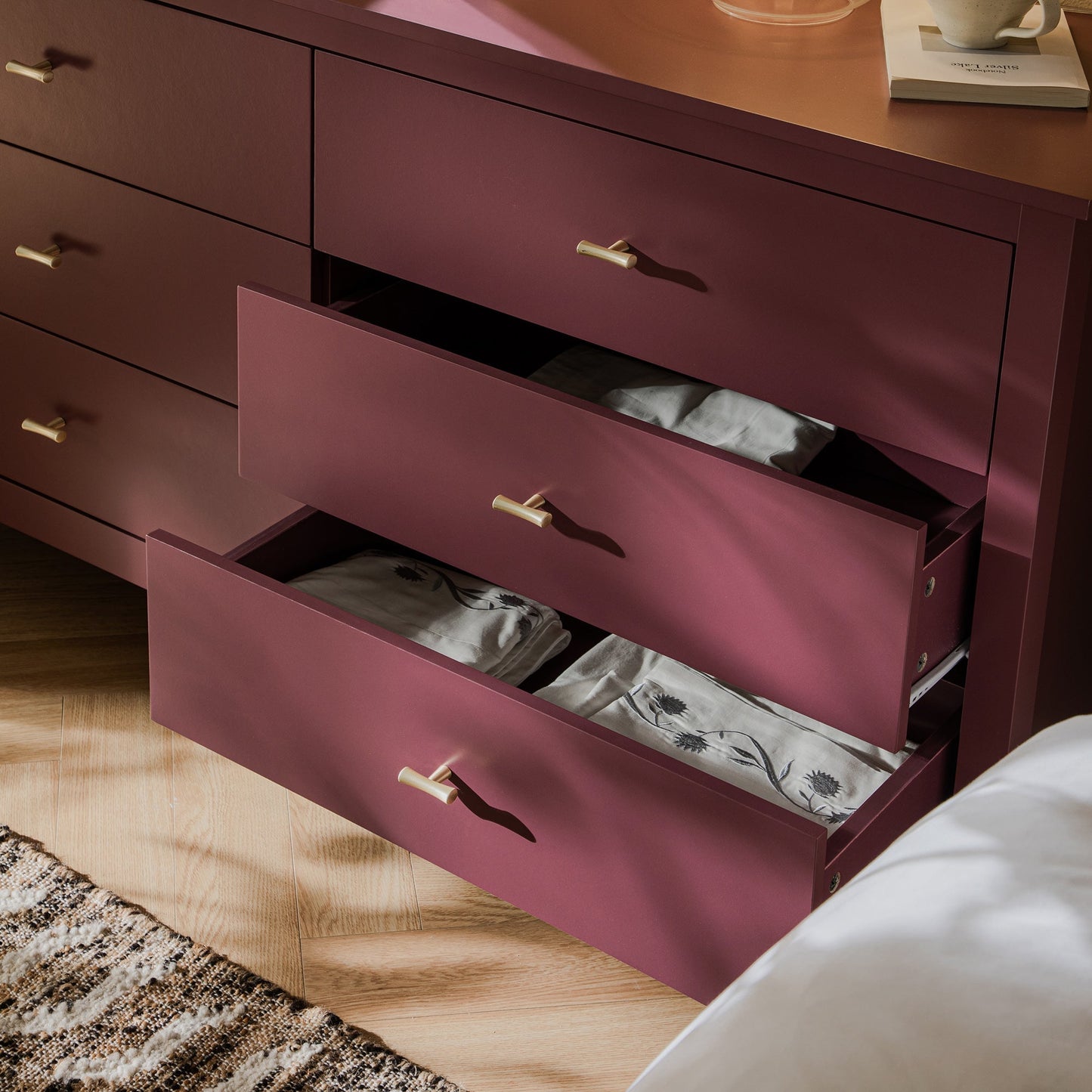 Commode 6 tiroirs Oakham, cerisier sauvage