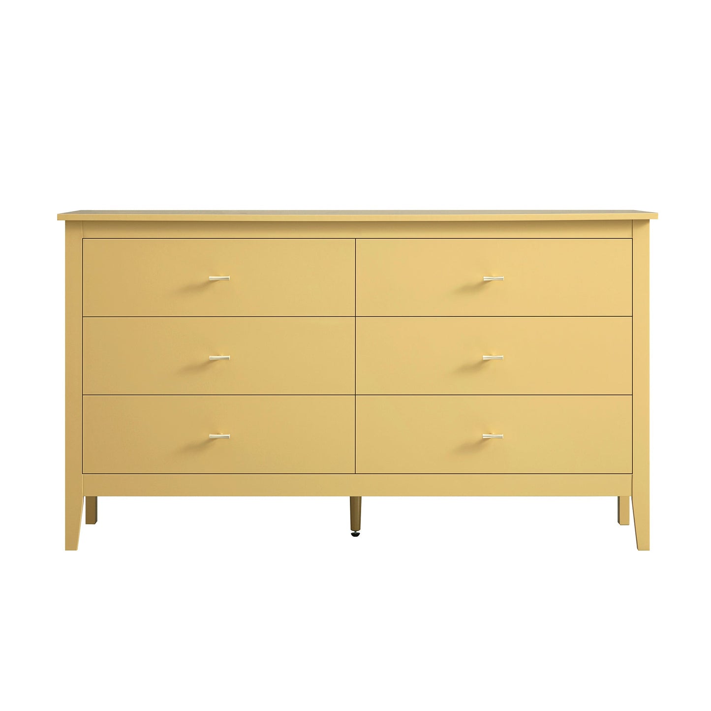 Commode 6 tiroirs Oakham, rotin jaune