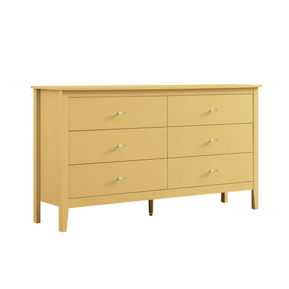 Commode 6 tiroirs Oakham, rotin jaune