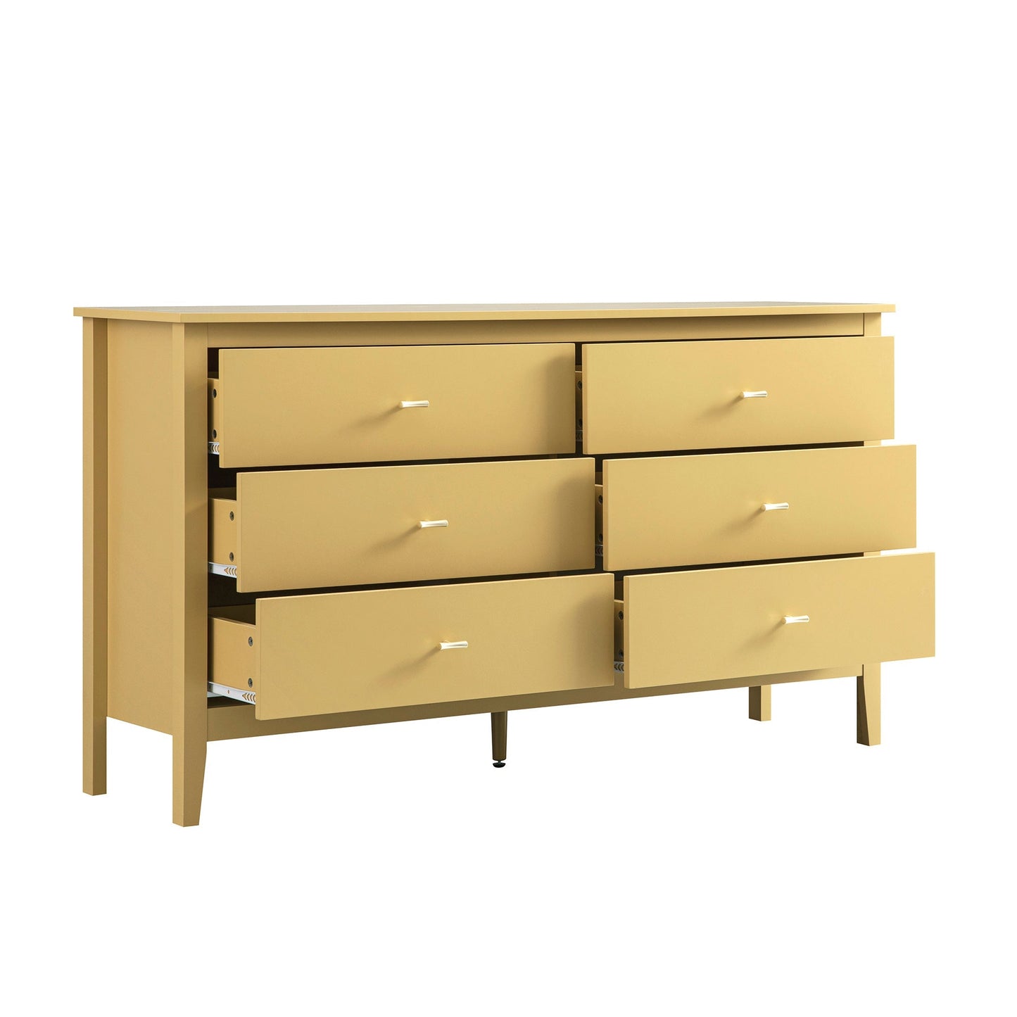 Commode 6 tiroirs Oakham, rotin jaune
