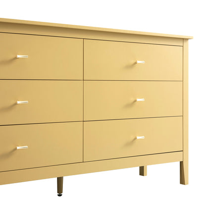 Commode 6 tiroirs Oakham, rotin jaune