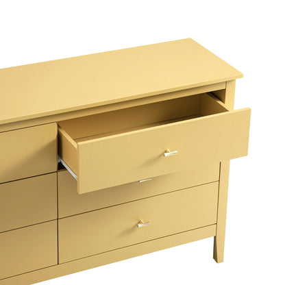 Commode 6 tiroirs Oakham, rotin jaune