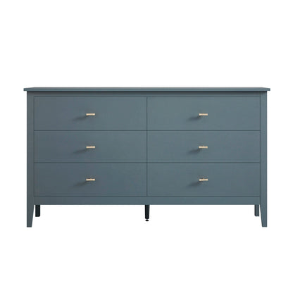 Commode 6 tiroirs Oakham, bleu orageux