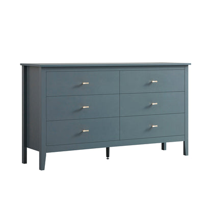 Commode 6 tiroirs Oakham, bleu orageux