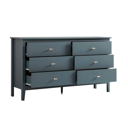 Commode 6 tiroirs Oakham, bleu orageux