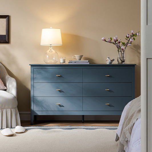 Commode 6 tiroirs Oakham, bleu orageux