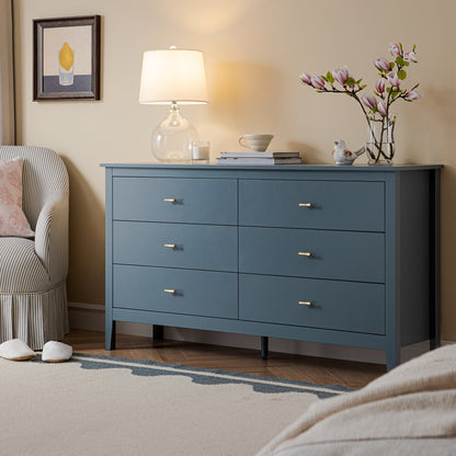 Commode 6 tiroirs Oakham, bleu orageux