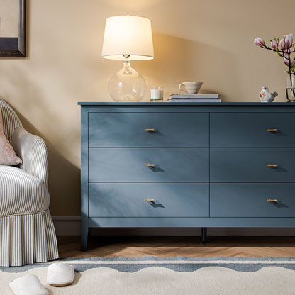 Commode 6 tiroirs Oakham, bleu orageux