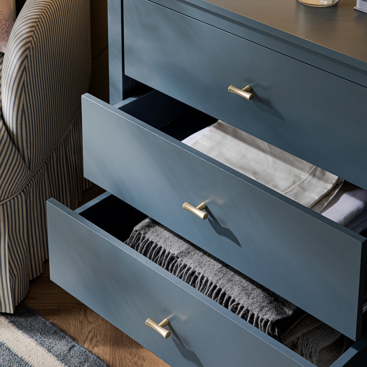 Commode 6 tiroirs Oakham, bleu orageux